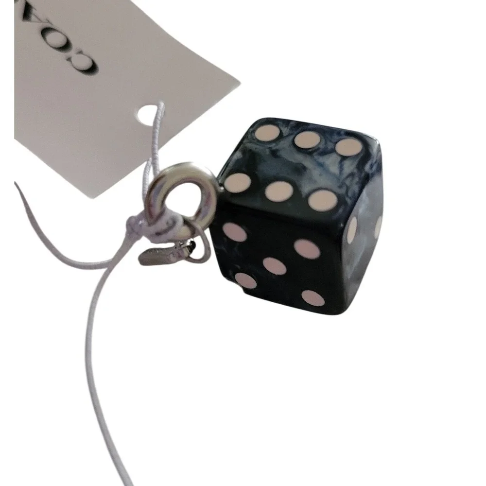 Coach DIY Dice Bag Charm Women OS Black New Marbled Resin Keychain CEG82